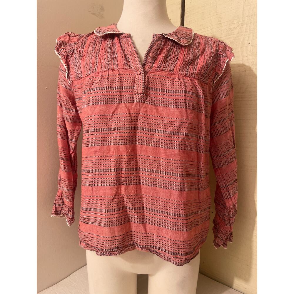 dRA Los Angeles Women's Size Small Puff Sleeve Blouse Buttons Long Sleeve Cotton